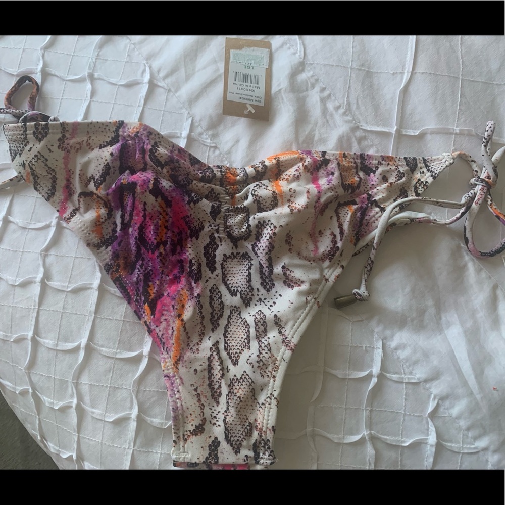 Rachel animal print pink beige and lilac tones bikini bottom NWT